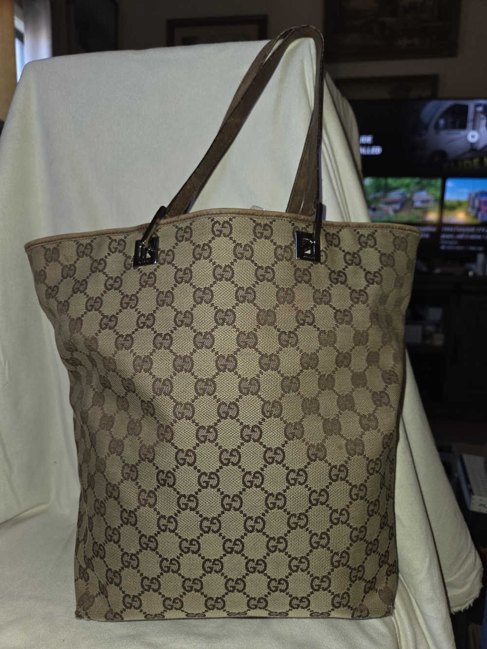 Gucci Brown/Tan GG Monogram Canvas Tote